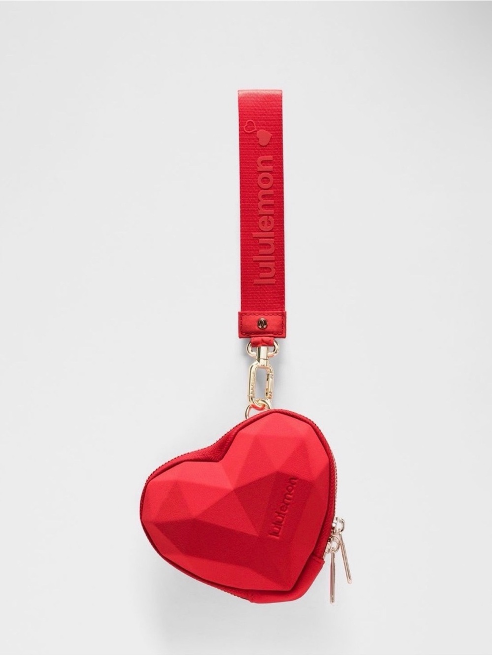 NWT Lululemon Heart Pouch Wristlet, Red